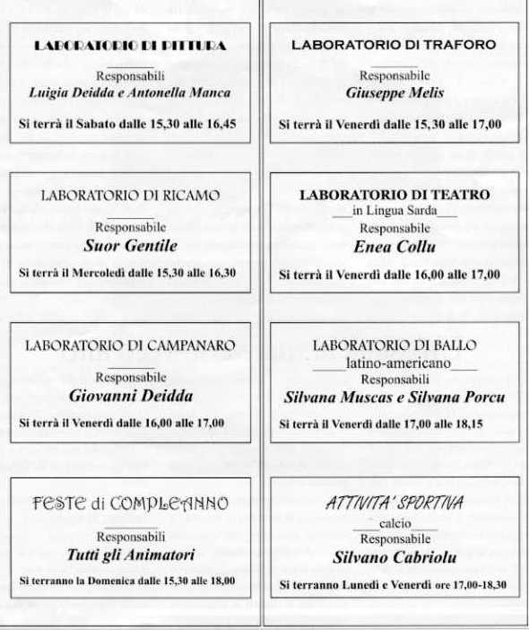 Programma delle attività Anno Pastorale 2006-2007 